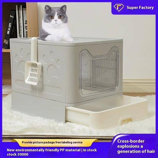 Front-entry Enclosed Extra-large Cat Litter Box With Litter Cover And Litter Scoop