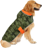 Adventure-Ready Reversible Dog Raincoat - Camo & Orange Slicker Poncho for All Breeds.