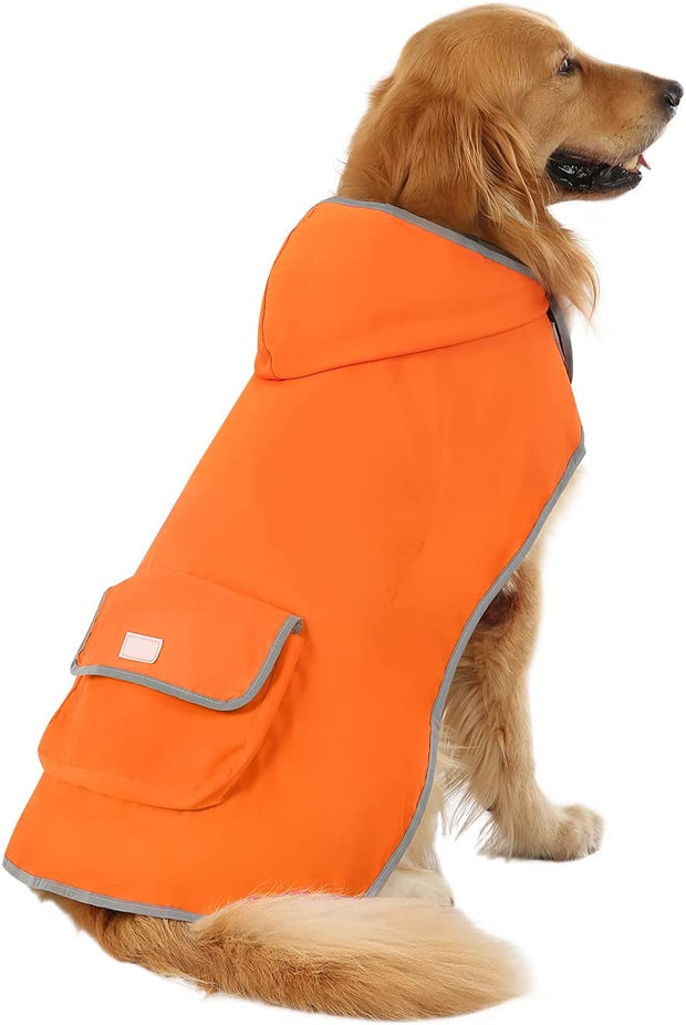 Adventure-Ready Reversible Dog Raincoat - Camo & Orange Slicker Poncho for All Breeds.